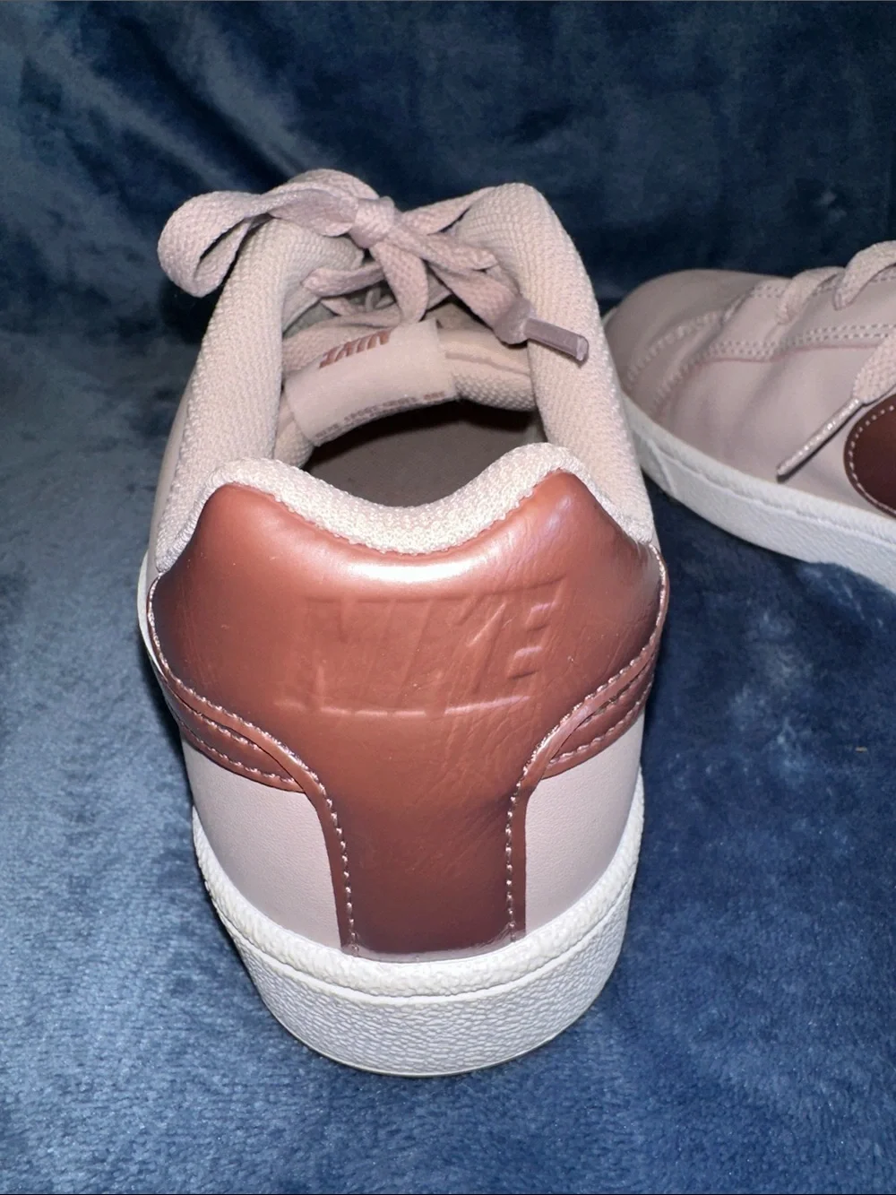 Nike Women’s Blush Pink Low-Top Sneakers with Metallic Rose Swoosh